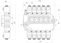 Kettős működésű, 5-szekciós, elektromosan vezérelt, 40L-es, 24V-os hidraulikus elosztó elektromos vezérlőpanel 5 gombbal a készletben