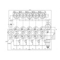 5-szekciós kettős működésű hidraulikus elosztó 40L - HT24