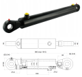 Kettős működésű hidraulikus munkahenger 80/45, hossz: 980mm lökethossz: 630mm