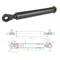 Egyszeres működésű hidraulikus munkahenger 60/40, hossz: 495mm lökethossz: 250mm
