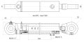 Kettős működésű hidraulikus munkahenger 63/36, hossz: 870mm lökethossz: 630mm rögzítőkonzollal