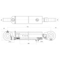 Kettős működésű hidraulikus munkahenger 80/45, hossz: 743mm lökethossz: 1143mm biztonsági szeleppel „zárral”
