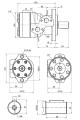 Hidraulikus motor BMR folyadékszállítás: 100cm3/ford. fordulatszám: 600ford./perc tengely: 32mm. Tengelyre szerelt hüvellyel
