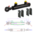 Kettős működésű hidraulikus munkahenger 25/16, hossz: 267mm lökethossz: 100mm rögzítőkonzollal