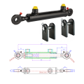 Kettős működésű hidraulikus munkahenger 25/16, hossz: 317mm lökethossz: 150mm rögzítőkonzollal