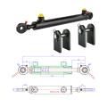 Kettős működésű hidraulikus munkahenger 25/16, hossz: 417mm lökethossz: 250mm rögzítőkonzollal