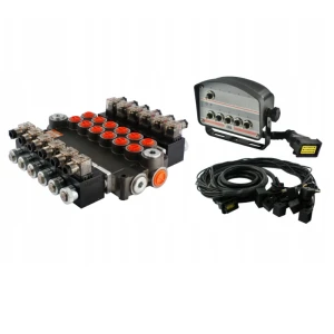 Kettős működésű, 7-szekciós, elektromosan vezérelt, 40L-es, 12V-os hidraulikus elosztó elektromos vezérlőpanel 7 gombbal a készletben   