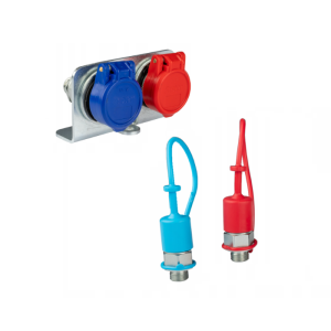 Két készlet hidraulikus gyorscsatlakozó, PUSH-PULL típusú aljzat és dugó. A készlet tartalmaz színes burkolatokat és szerelő konzolt. Menetméret: választható