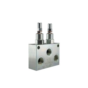 VMPD dupla túlfolyószelep állítható. menetekkel: 1/2” térfogatáram: 70L / perc nyomás: 10-180bar