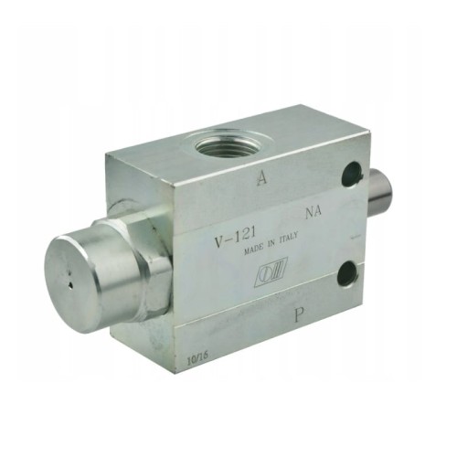 Nyomott végszelep „végálláskapcsoló” alaphelyzetben nyitott VF-NA V-121 menetek: 1/2” térfogatáram: 60L maximális nyomás: 350bar