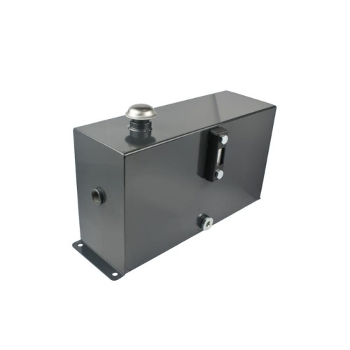 Univerzális négyszögletes 12 liter űrtartalmú fém hidraulikaolaj tartály, alulsó rögzítés, plusz felszereltséggel