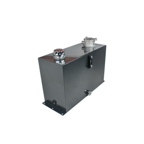 Univerzális négyszögletes 45 liter űrtartalmú fém hidraulikaolaj tartály, alulsó rögzítés, plusz felszereltséggel