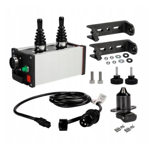 Vezérlőpanel 2 Öt állású joystickkel. A készlet tartalmaz egy tápkábelt, egy tápcsatlakozót és egy rögzítő konzolt