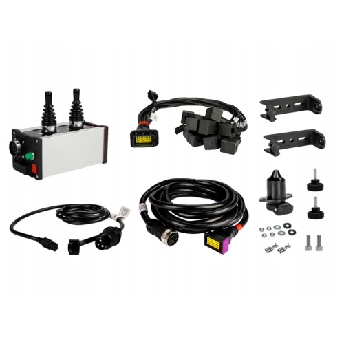 Vezérlőpanel 2 Öt állású joystickkel. A készlet tartalmaz egy tápkábelt, egy tápcsatlakozót, egy rögzítő konzolt és elektromos csatlakozókkal ellátott 7m kábel