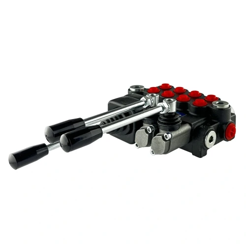 Kettős működésű 4-szekciós hidraulikus elosztó 40L 2x normál kar 1x kereszt joystick - HT24