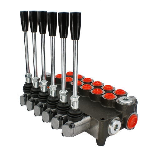 6-szekciós kettős működésű hidraulikus elosztó 80