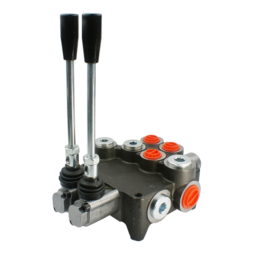 2-szekciós hidraulikus elosztó 80L 1x kettős működésű 1x egyszeres működésű