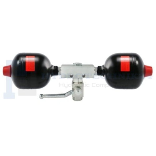 Dupla hidraulikus membrános akkumulátor, 2x 0,16 L-es, nyomás 30 és 70 baros