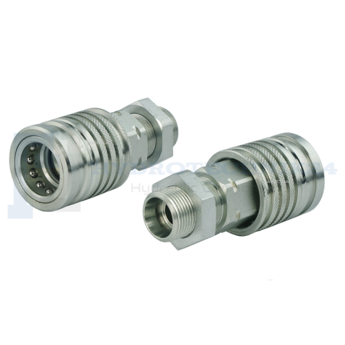 Gyorscsatlakozó hidraulikus, Hidraulika csatlakozó aljzat hosszú külső menettel méretben. Menet mérete választható