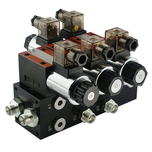 Elektromágneses vezérlőszelep CETOP 3-NG6, 12V, 50 l/perc. 2-szekciós