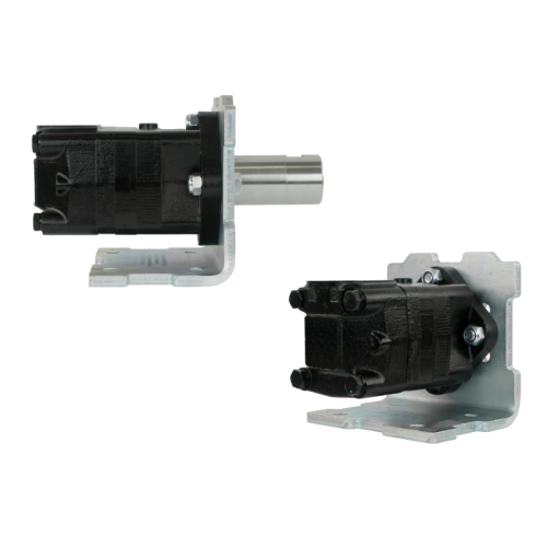 SMS Hidraulikus motor, folyadékszállítás: 80cm3/ford. fordulatszám: 800ford./perc tengely: 32mm. Tengelyre szerelt hüvellyel, és sarok szerelőlemez