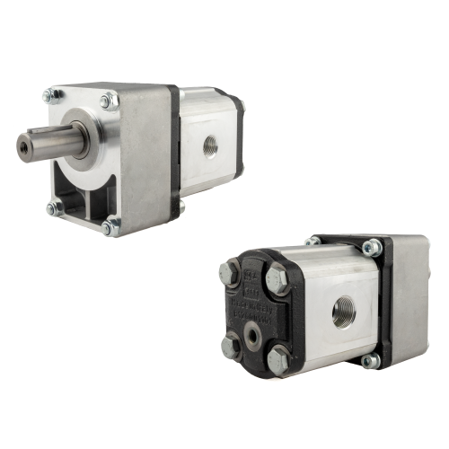 A fogaskerekes hidraulikus motor folyadékszállítása 4 cm³/fordulat, maximális fordulatszáma 4000 fordulat/perc, csapágykarimával ellátva