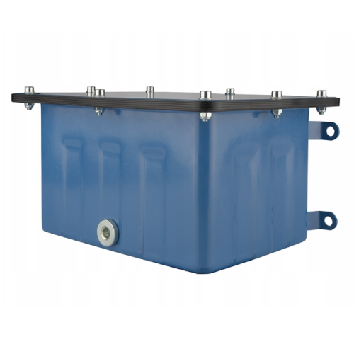 Univerzális négyszögletes 6 liter űrtartalmú fém hidraulikaolaj tartály, oldalsó rögzítés