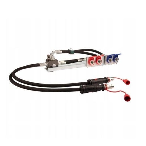 Hydraulikus készlet, kiegészítő szekció homlokrakodóhoz, PUSH-PULL gyorscsatlakozók + tartólemez + 6/2 elektromos szelep + 3,5 m hidraulika vezeték
