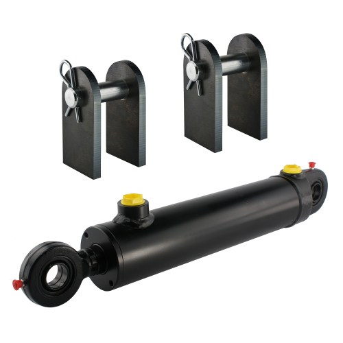 Kettős működésű hidraulikus munkahenger 63/32, hossz: 450mm lökethossz: 200mm rögzítőkonzollal
