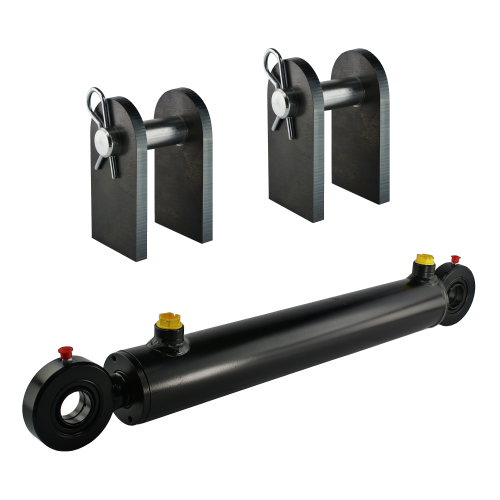 Kettős működésű hidraulikus munkahenger 50/28, hossz: 480mm lökethossz: 300mm rögzítőkonzollal