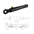 Kettős működésű hidraulikus munkahenger 63/36, hossz: 882mm lökethossz: 300mm