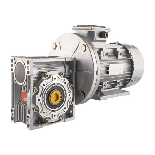 Villanymotoro csigahajtóműve HMRV 75, 1:7,5, IEC100, háromfázisú 380V, 3kW, típus: B35