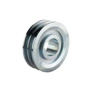 2 hornyú ékszíjtárcsa két darab 13 mm-es ékszíjhoz, Ø120 mm külső átmérővel, Ø42 mm-es tengelyfurattal és 12 mm-es reteszhoronnyal.