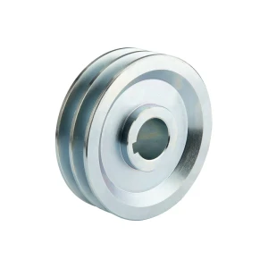 2 hornyú ékszíjtárcsa 2×17 mm-es ékszíjhoz Ø150 mm / furat Ø38 mm, reteszhorony 10 mm