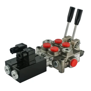 Elektromos hidraulikus vezérlőszelep 60 l/perc 12V, 2 szekciós, kettős működésű