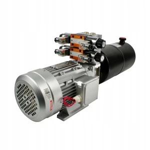 Hidraulikus tápegység 2 kettős működésű szekcióval, 380/400V 1,5 kW, 2,0 cm³/ford. szivattyú, 200 bar – 4–14 l tartállyal