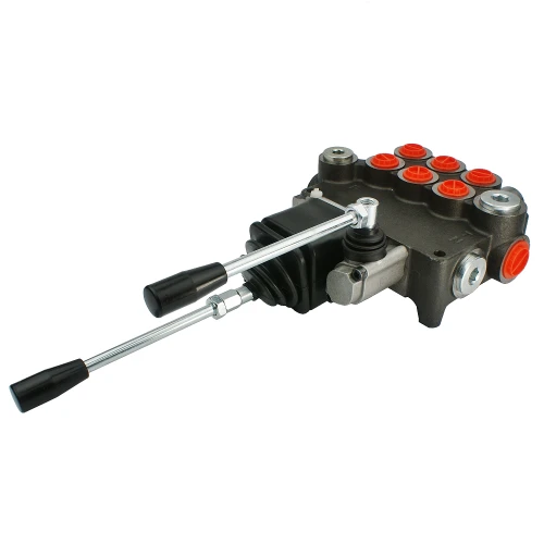 Kettős működésű 3-szekciós hidraulikus elosztó 80L 1x normál kar 1x kereszt joystick