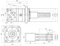 BMT Hidraulikus motor, folyadékszállítás: 500cm3/ford. fordulatszám: 238ford./perc forgatónyomaték: 1220Nm tengely: Kardán
