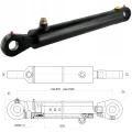 Egyszeres működésű hidraulikus munkahenger 63/36, hossz: 870mm lökethossz: 630mm