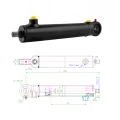 Kettős működésű hidraulikus munkahenger 40/22, hossz: 338mm lökethossz: 160mm