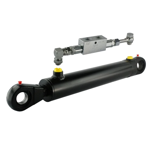 Kettős működésű hidraulikus munkahenger 50/28, hossz: 392mm lökethossz: 160mm biztonsági szeleppel „zárral”