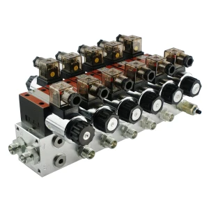 Elektromágneses vezérlőszelep CETOP 3-NG6, 12V, 50 l/perc. 5-szekciós   