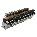 Elektromágneses vezérlőszelep CETOP 3-NG6, 12V, 50 l/perc. 9-szekciós