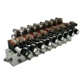 Elektromágneses vezérlőszelep CETOP 3-NG6, 24V, 50 l/perc. 8-szekciós
