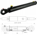 Kettős működésű hidraulikus munkahenger 63/36, hossz: 870mm lökethossz: 630mm