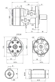 Hidraulikus motor BMR, folyadékszállítás: 36cm3/ford. fordulatszám: 1110ford./perc tengely: 32mm, tengelyre szerelt hüvellyel, sarok szerelőlemez