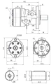 Hidraulikus motor BMR, folyadékszállítás: 315cm3/ford. fordulatszám:195ford./perc tengely: 32mm, tengelyre szerelt hüvellyel, sarok szerelőlemez