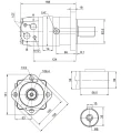 SMS Hidraulikus motor, folyadékszállítás: 80cm3/ford. fordulatszám: 800ford./perc tengely: 32mm. Tengelyre szerelt hüvellyel