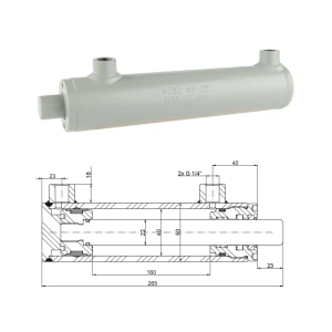 Kettős működésű hidraulikus munkahenger 40/22, lökethossz: 160mm, rögzítés nélküli standard  