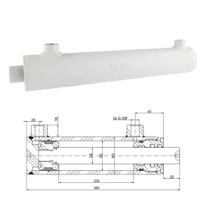 Kettős működésű hidraulikus munkahenger 50/28, lökethossz: 250mm, rögzítés nélküli standard   